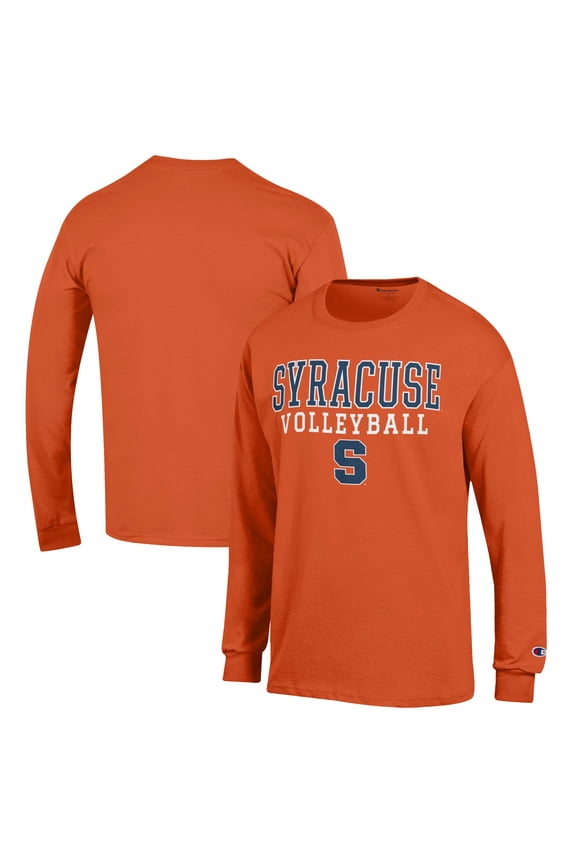 Men's Champion Orange Syracuse Orange Stack Logo Volleyball Powerblend Long Sleeve T-Shirt