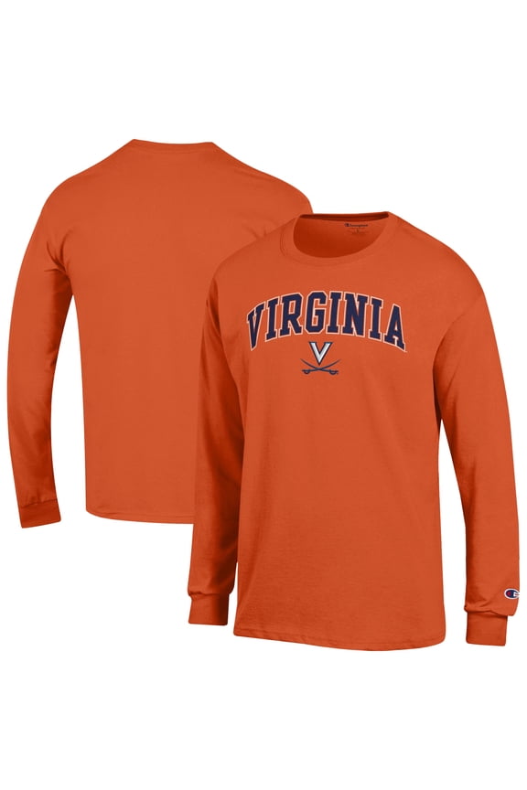 Men's-Champion Orange Virginia Cavaliers Arch Over Logo Long Sleeve T-Shirt