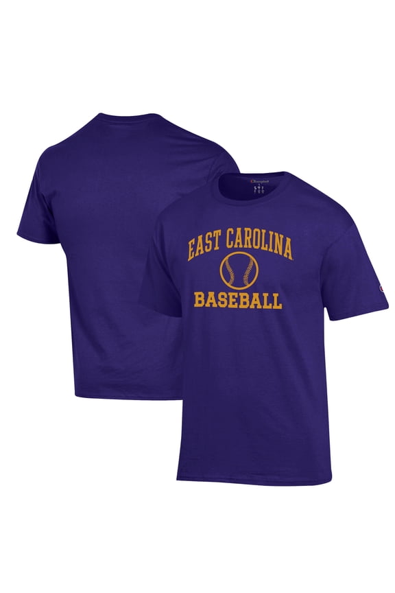 Men's Champion  Purple ECU Pirates Icon Baseball T-Shirt