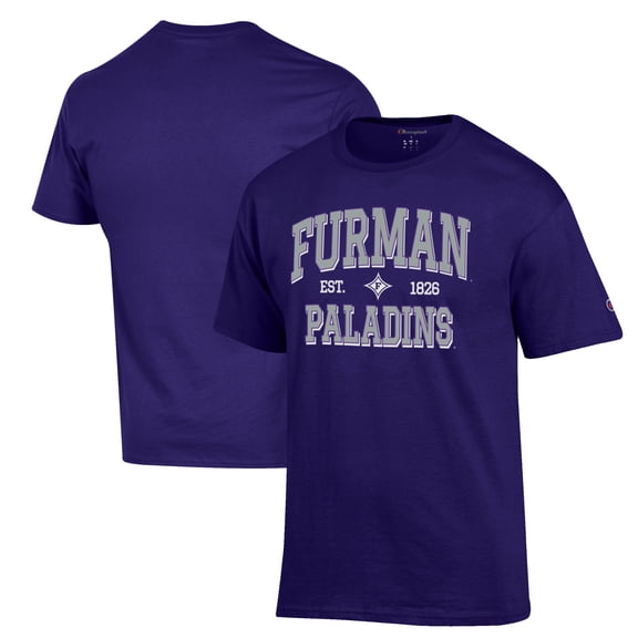 Men's Champion Purple Furman Paladins Est. Date Jersey T-Shirt
