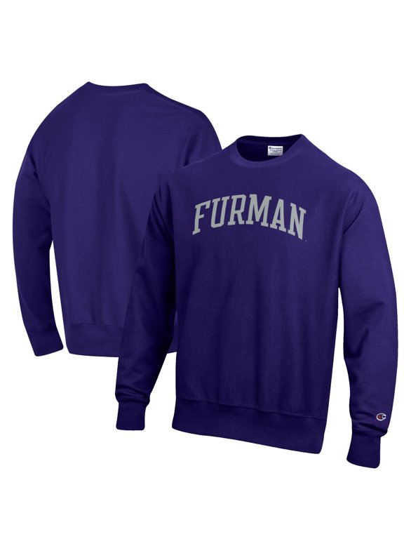 Men's Champion Purple Furman Paladins Reverse Weave Fleece Crewneck Sweatshirt