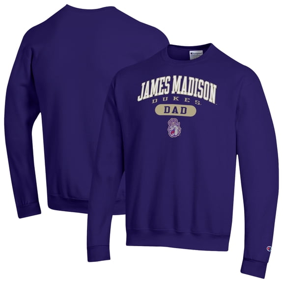Men's Champion Purple James Madison Dukes Dad Pill Box Eco Powerblend Sweatshirt