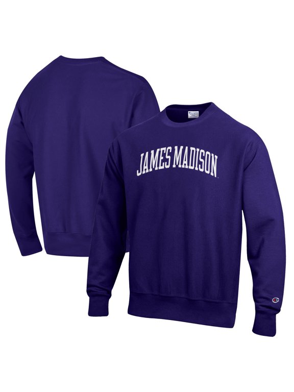 Men's Champion Purple James Madison Dukes Reverse Weave Fleece Crewneck Sweatshirt