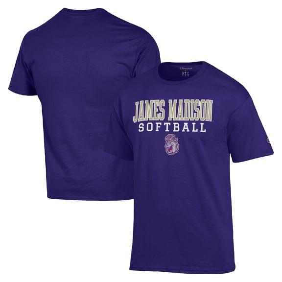 Men's Champion Purple James Madison Dukes Stack Logo Softball Powerblend T-Shirt
