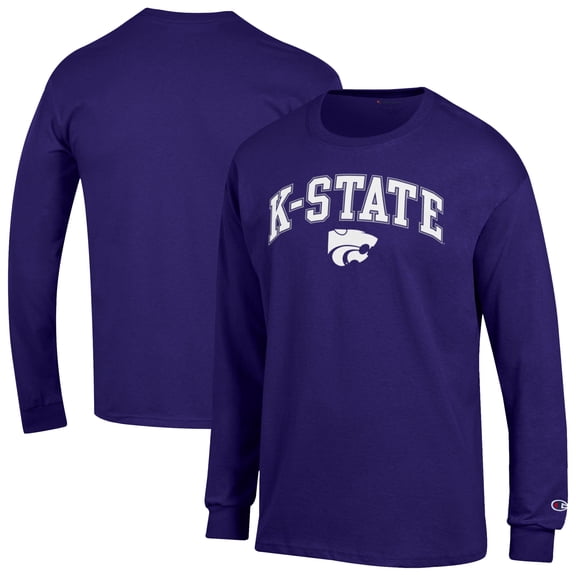 Men's-Champion Purple Kansas State Wildcats Arch Over Logo Long Sleeve T-Shirt