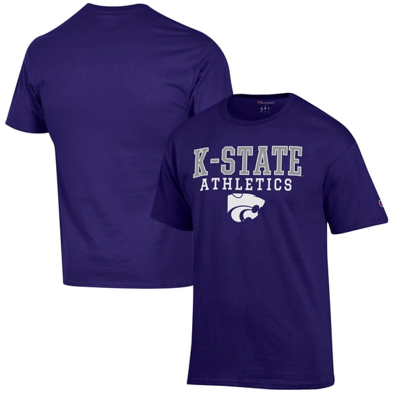 Men's Champion Purple Kansas State Wildcats Athletics Logo Stack T-Shirt