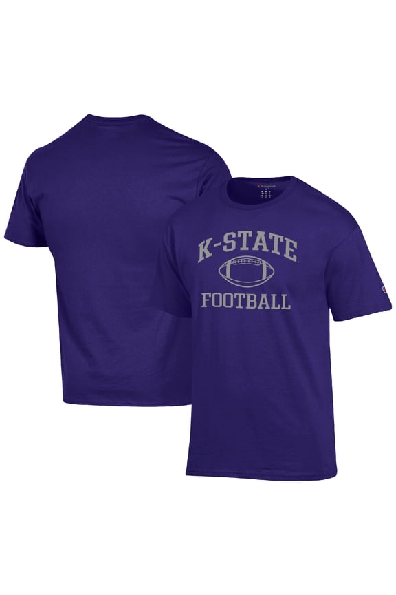 Men's Champion Purple Kansas State Wildcats Football Icon  T-Shirt