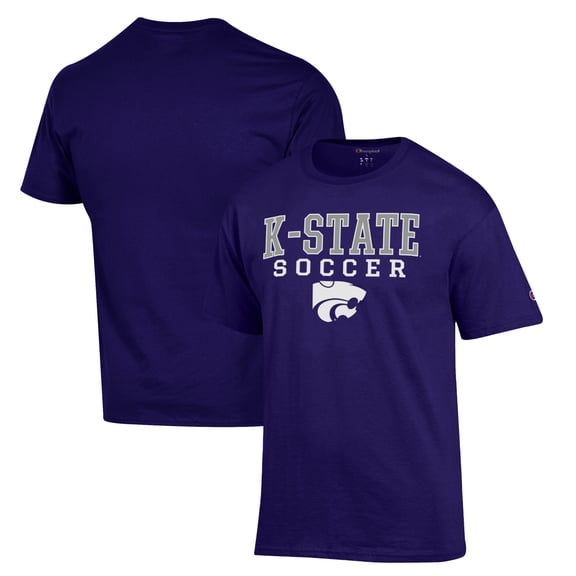 Men's Champion Purple Kansas State Wildcats Soccer Stack Logo T-Shirt