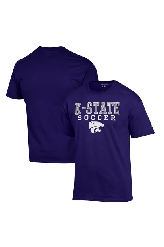 Men's Champion Purple Kansas State Wildcats Soccer Stack Logo T-Shirt
