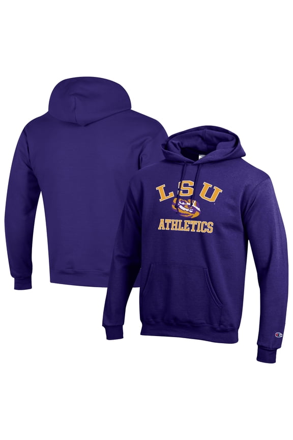 Men's Champion Purple LSU Tigers Athletics Logo Pullover Hoodie