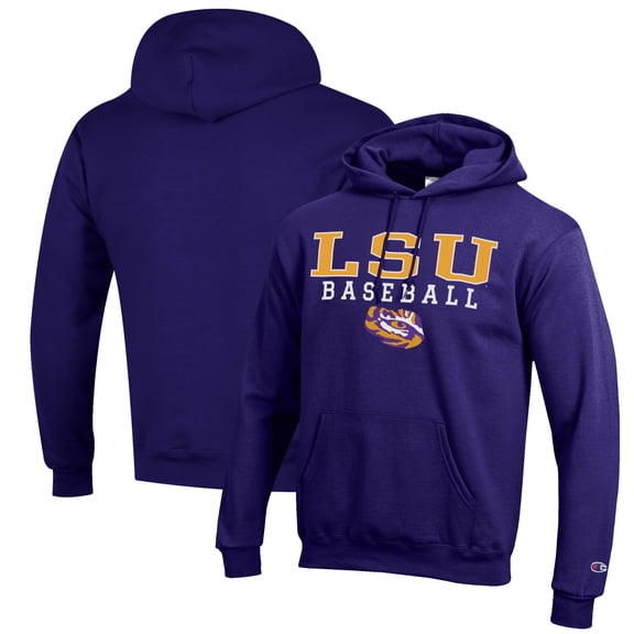 Men's Champion Purple LSU Tigers Baseball Stack Pullover Hoodie