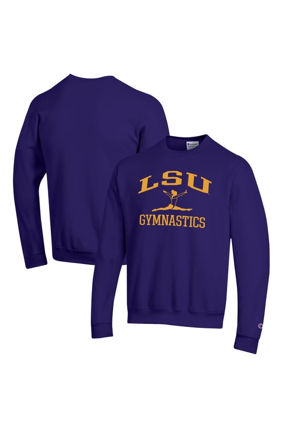 Men's Champion  Purple LSU Tigers Gymnastics Icon Powerblend Pullover Sweatshirt
