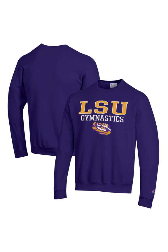 Men's Champion  Purple LSU Tigers Gymnastics Stack Powerblend Pullover Sweatshirt