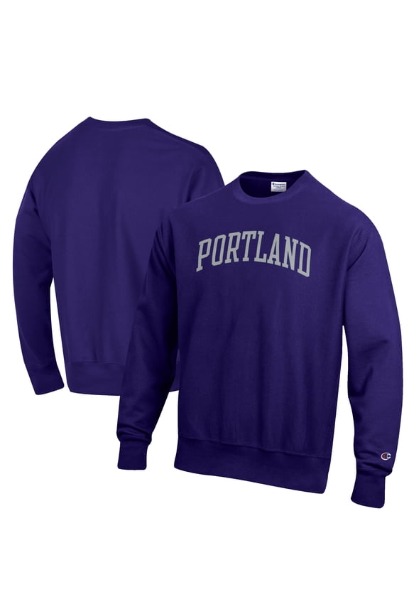 Men's Champion Purple Portland Pilots Reverse Weave Fleece Crewneck Sweatshirt