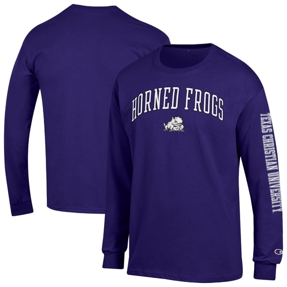 Men's Champion  Purple TCU Horned Frogs Arch Over Logo 2-Hit Long Sleeve T-Shirt