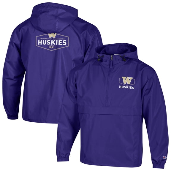 Men's Champion Purple Washington Huskies Delay Packable Half-Zip Jacket