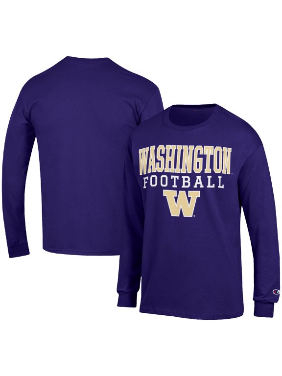 Men's Champion Purple Washington Huskies Football Stack Long Sleeve T-Shirt