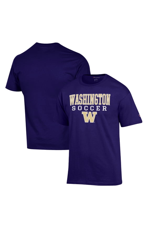 Men's Champion Purple Washington Huskies Soccer Stack Logo T-Shirt