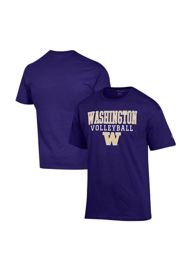 Men's Champion Purple Washington Huskies Stack Logo Volleyball Powerblend T-Shirt