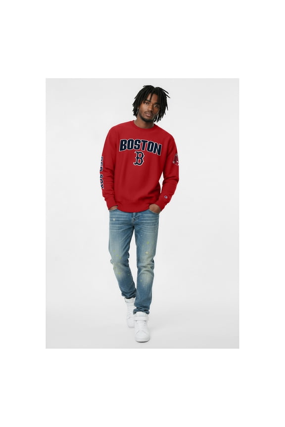 Men's Champion Red Boston Red Sox Reverse Weave Chenille Sweatshirt
