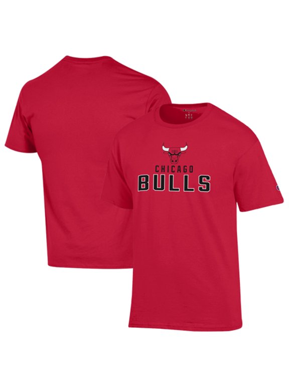 Men's Champion Red Chicago Bulls Jersey Cotton T-Shirt