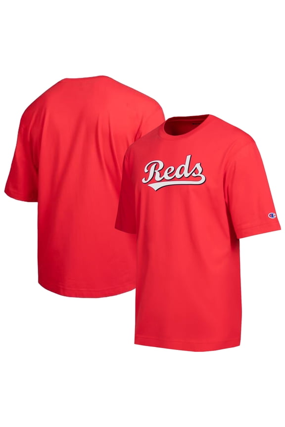 Men's Champion Red Cincinnati Reds All Star Chenille Wordmark T-Shirt