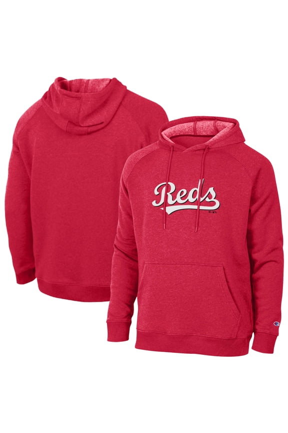 Men's Champion Red Cincinnati Reds Triumph Tri-Blend Raglan Hoodie