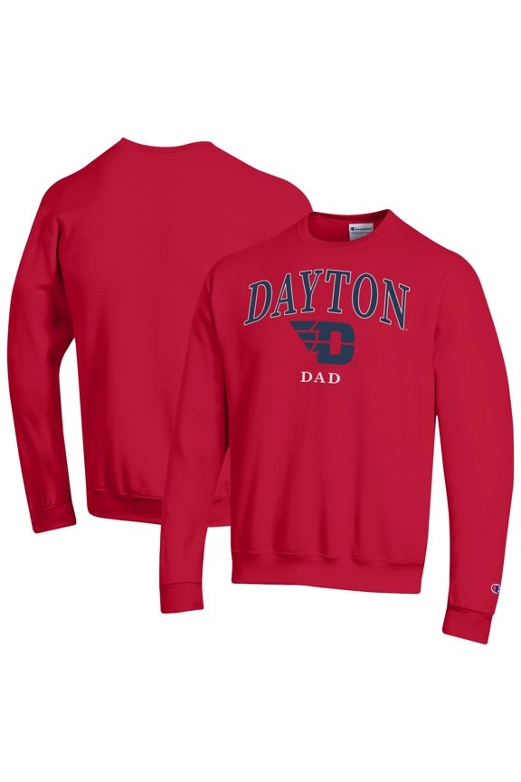 Men's Champion Red Dayton Flyers Arch Dad Eco Powerblend Sweatshirt