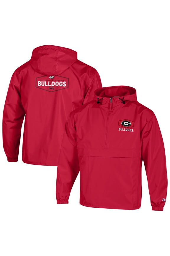 Men's Champion Red Georgia Bulldogs Delay Packable Half-Zip Jacket