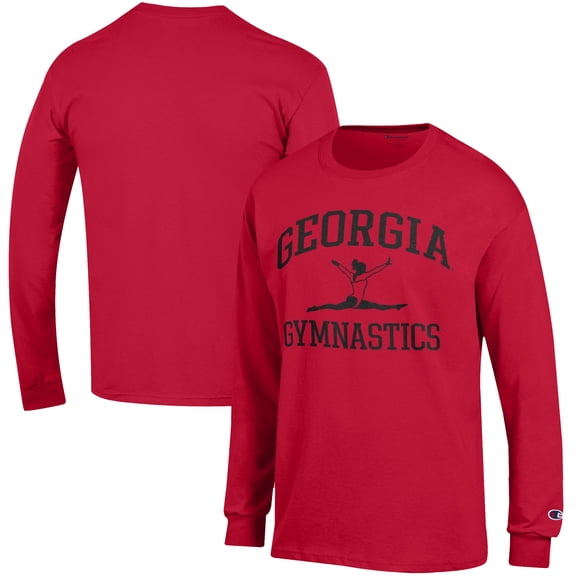 Men's Champion  Red Georgia Bulldogs Gymnastics Icon Long Sleeve T-Shirt