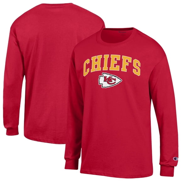 Men's Champion Red Kansas City Chiefs Arch Over Logo Long Sleeve T-Shirt