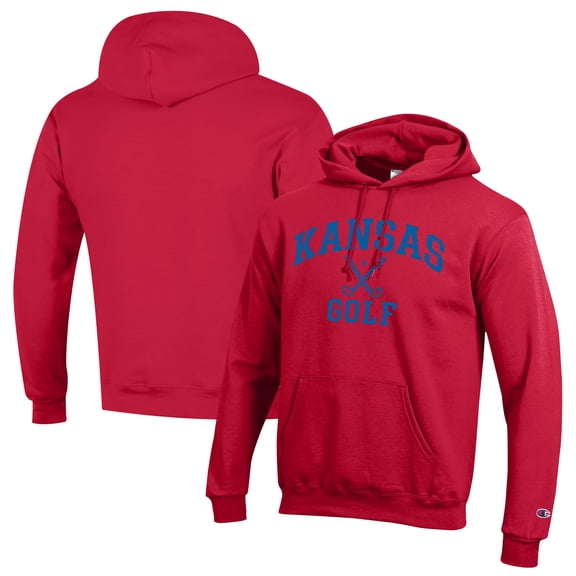 Men's Champion  Red Kansas Jayhawks Icon Golf Powerblend Pullover Hoodie