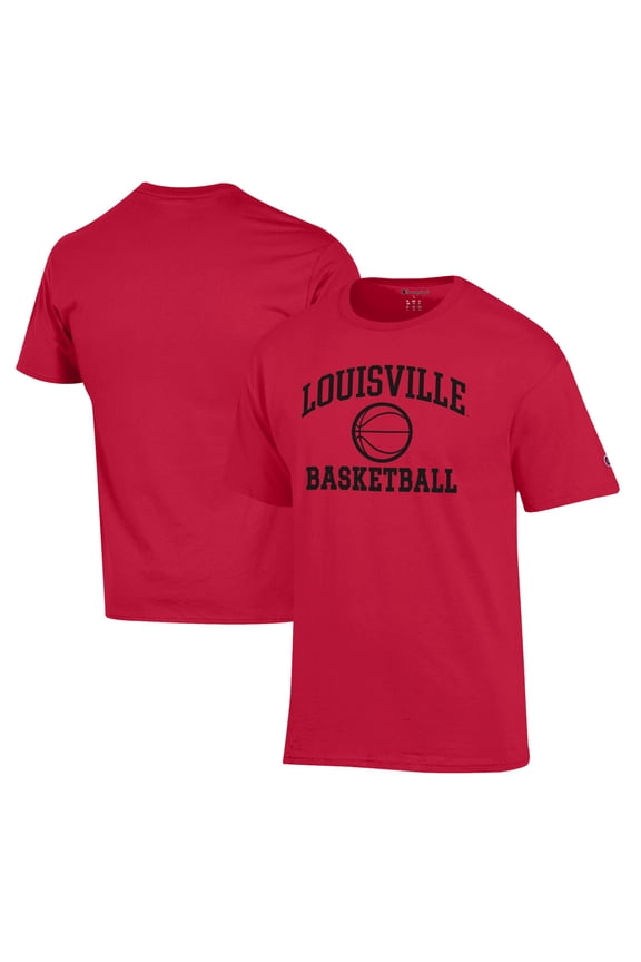 Men's Champion Red Louisville Cardinals Basketball Icon T-Shirt