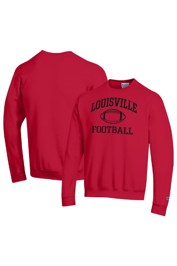 Men's Champion Red Louisville Cardinals Football Icon Pullover Sweatshirt