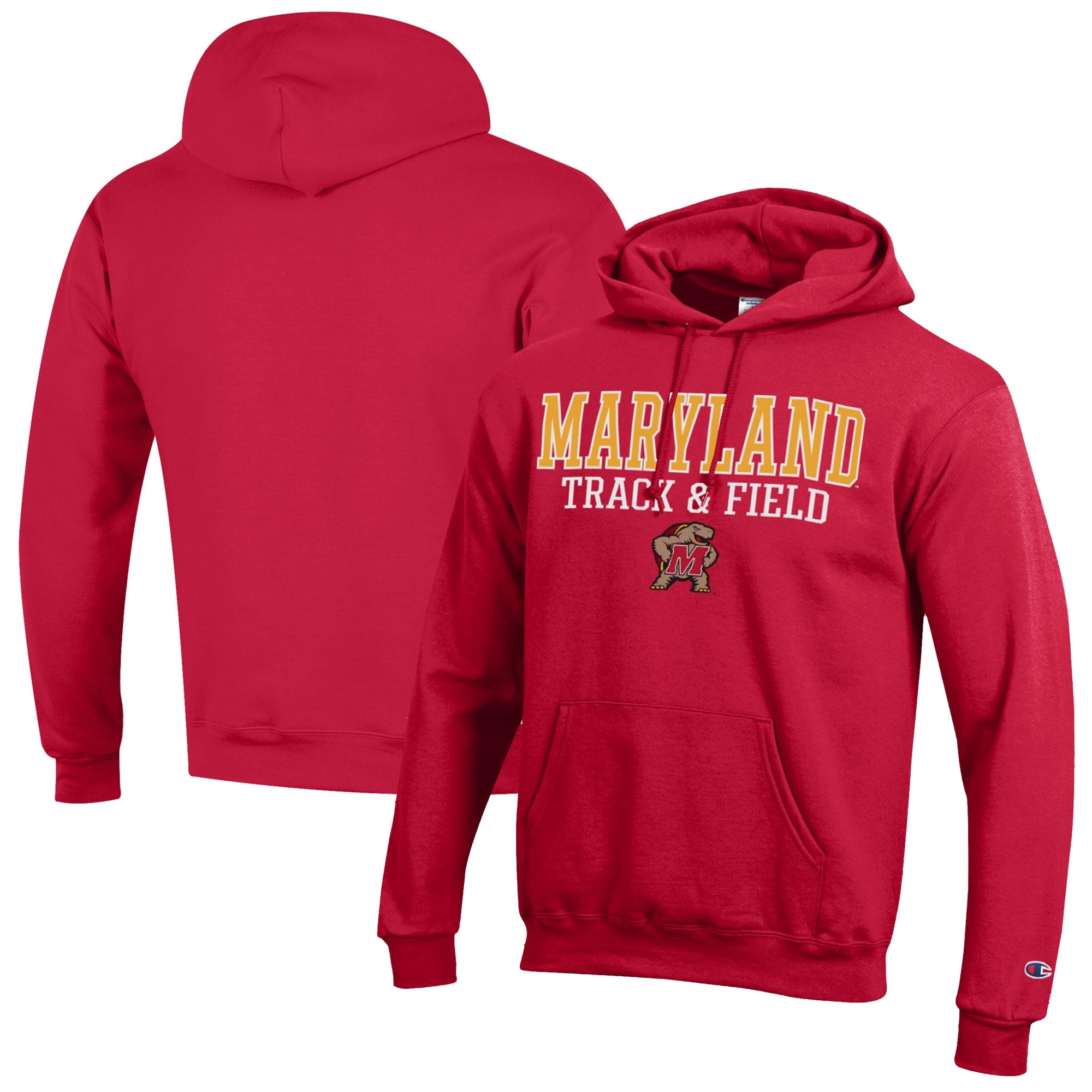 Men's Champion  Red Maryland Terrapins Track & Field Stack Powerblend Pullover Hoodie