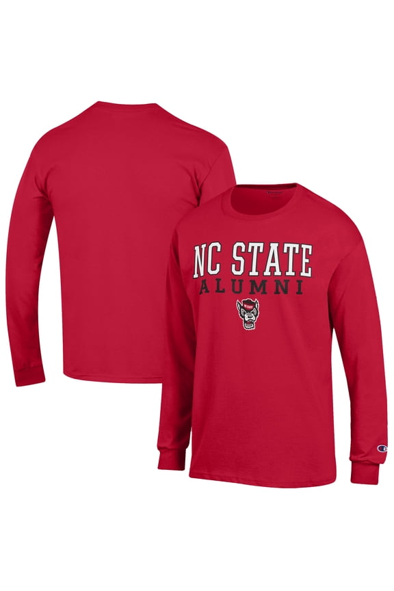 Men's Champion  Red NC State Wolfpack Alumni Logo Stack Long Sleeve T-Shirt