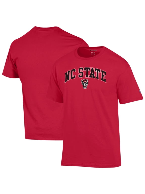 Men's-Champion Red NC State Wolfpack Arch Over Logo T-Shirt