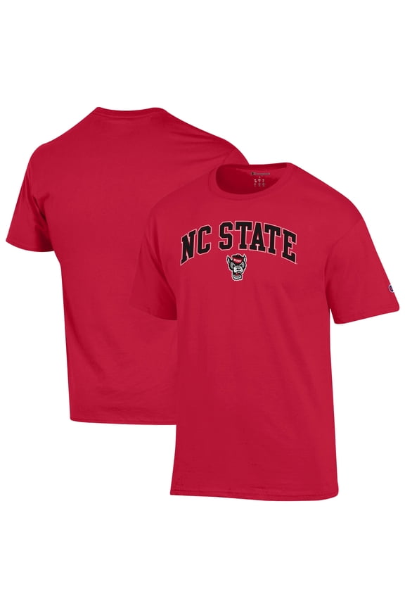 Men's-Champion Red NC State Wolfpack Arch Over Logo T-Shirt