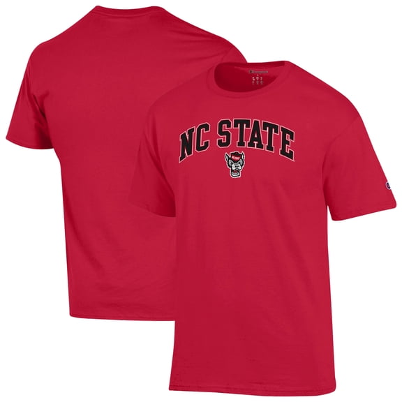 Men's-Champion Red NC State Wolfpack Arch Over Logo T-Shirt