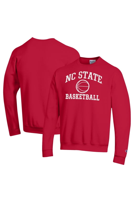 Men's Champion Red NC State Wolfpack Basketball Icon Pullover Crewneck Sweatshirt