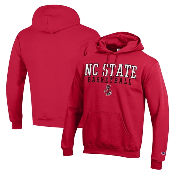 Men's Champion Red NC State Wolfpack Basketball Stack Pullover Hoodie