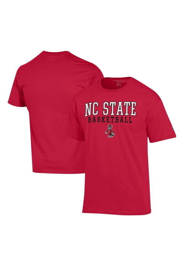 Men's Champion Red NC State Wolfpack Basketball Stack T-Shirt