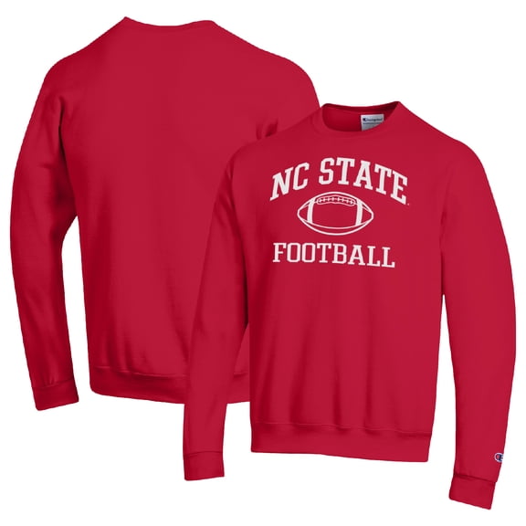Men's Champion Red NC State Wolfpack Football Icon Pullover Sweatshirt