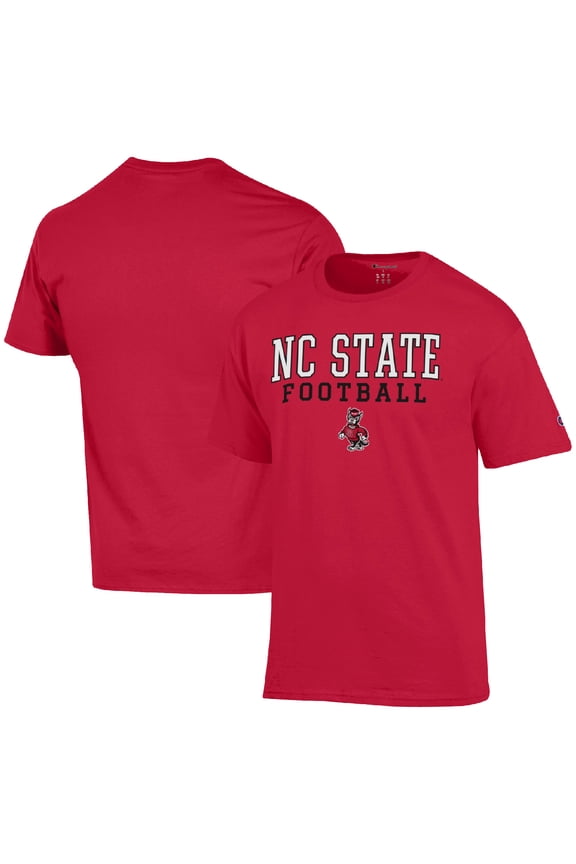 Men's Champion Red NC State Wolfpack Football Stack  T-Shirt