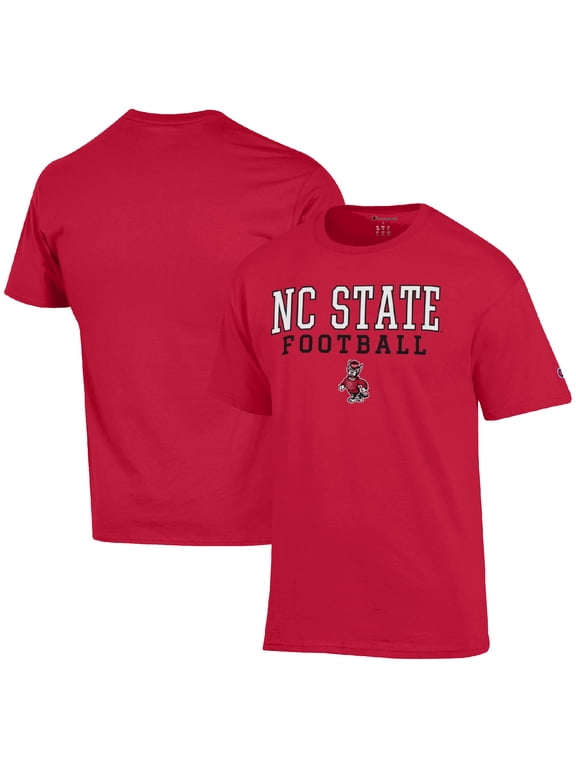 Men's Champion Red NC State Wolfpack Football Stack T-Shirt