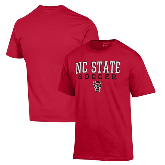 Men's Champion Red NC State Wolfpack Soccer Stack Logo T-Shirt