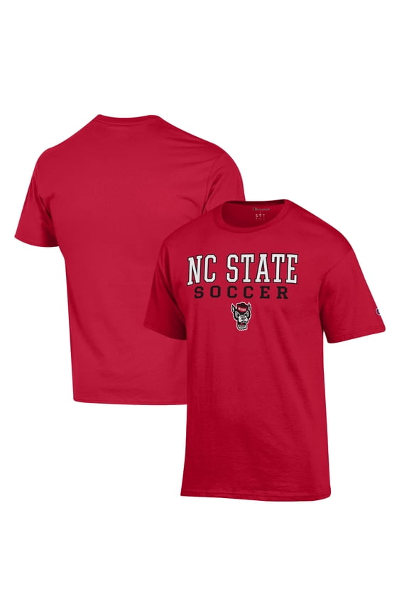 Men's Champion Red NC State Wolfpack Soccer Stack Logo T-Shirt
