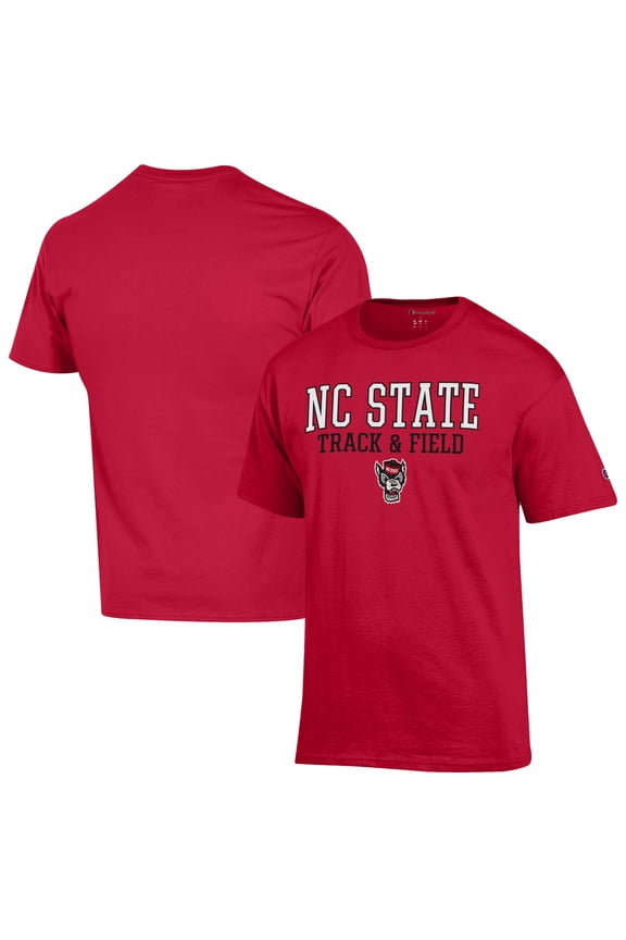 Men's Champion Red NC State Wolfpack Track & Field Stack T-Shirt