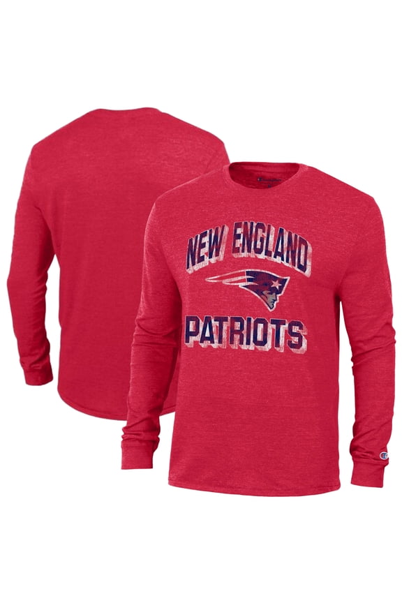 Men's Champion Red New England Patriots Ultimate Tri-Blend Long Sleeve T-Shirt