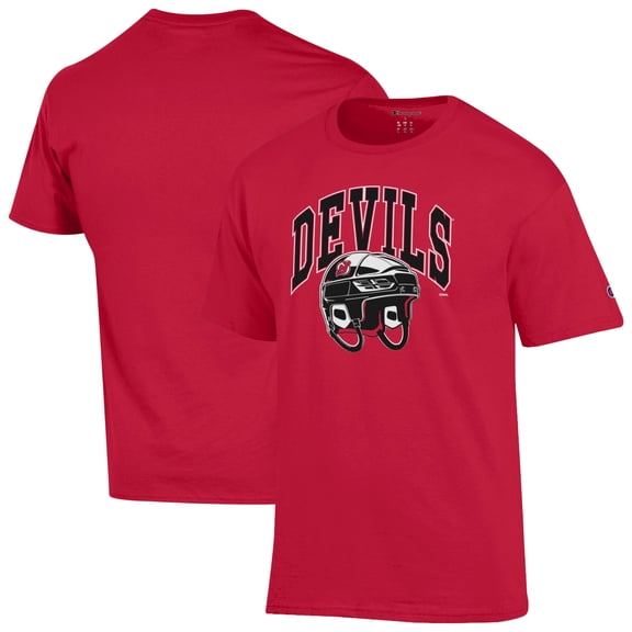 Men's Champion Red New Jersey Devils Helmet T-Shirt
